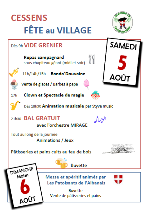 CESSENS FÊTE au VILLAGE - Vide Grenier